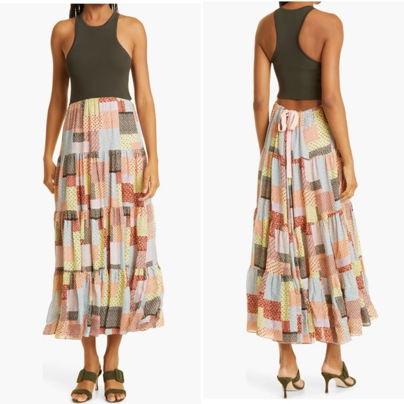 Cinq à Sept Multicolor Patchwork Midi Dress 12 - Picture 1 of 10